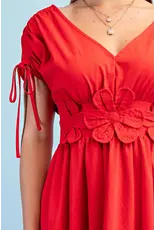 Genevieve Red Floral Appliqué Maxi Dress