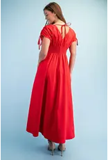 Genevieve Red Floral Appliqué Maxi Dress