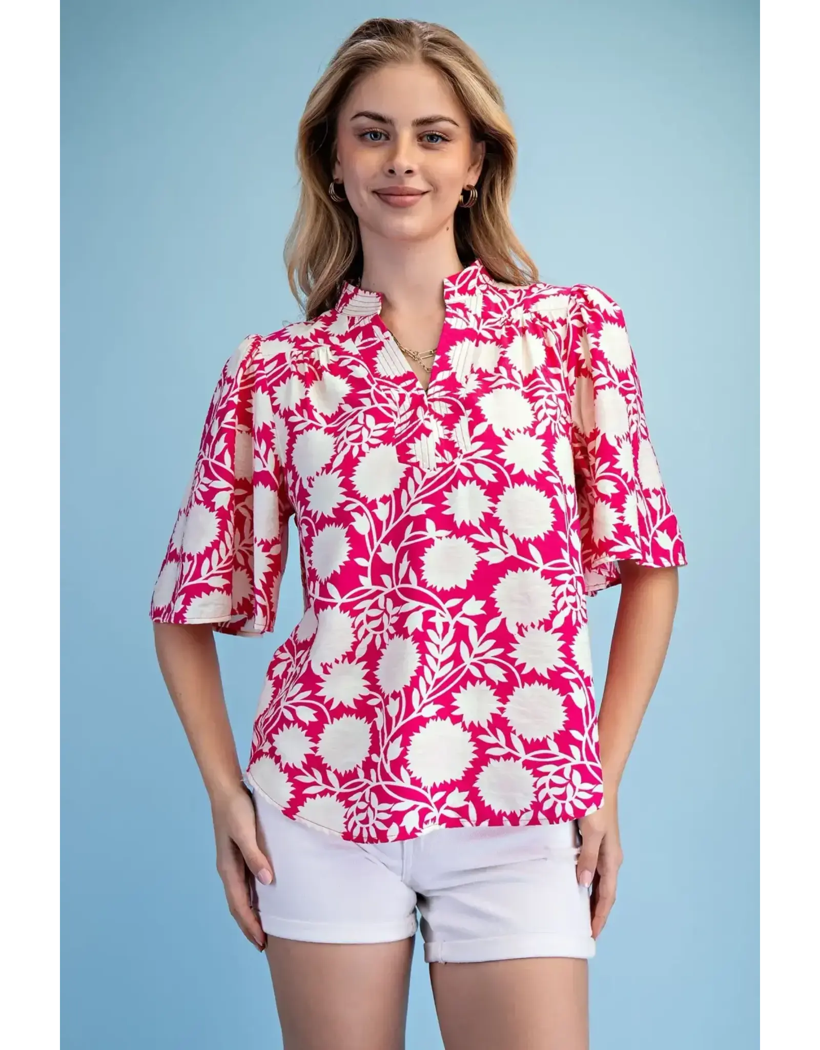 Teri Trapunto Stitched Blouse