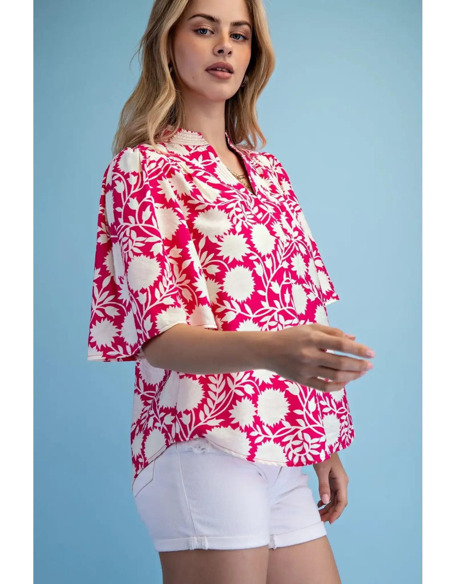 Teri Trapunto Stitched Blouse