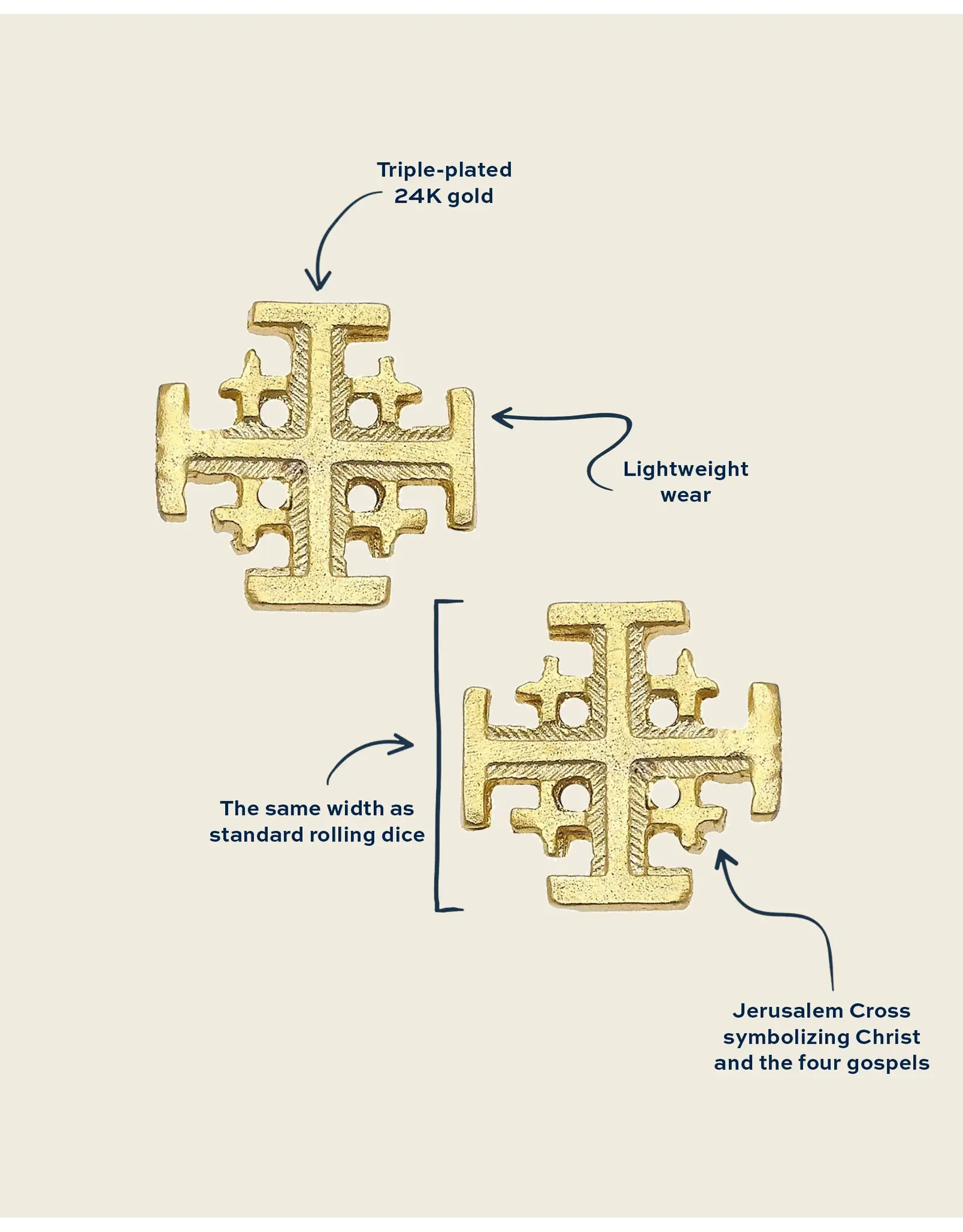 Susan Shaw Jerusalem Cross Studs