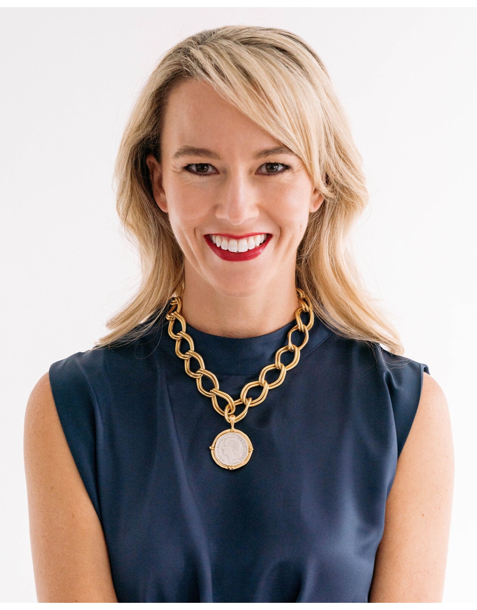 Susan Shaw Mixed Metal Franc Chain Necklace