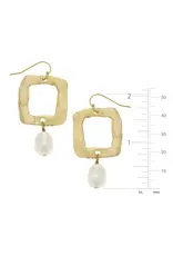 Susan Shaw Open Square Pearl Drop Earrings