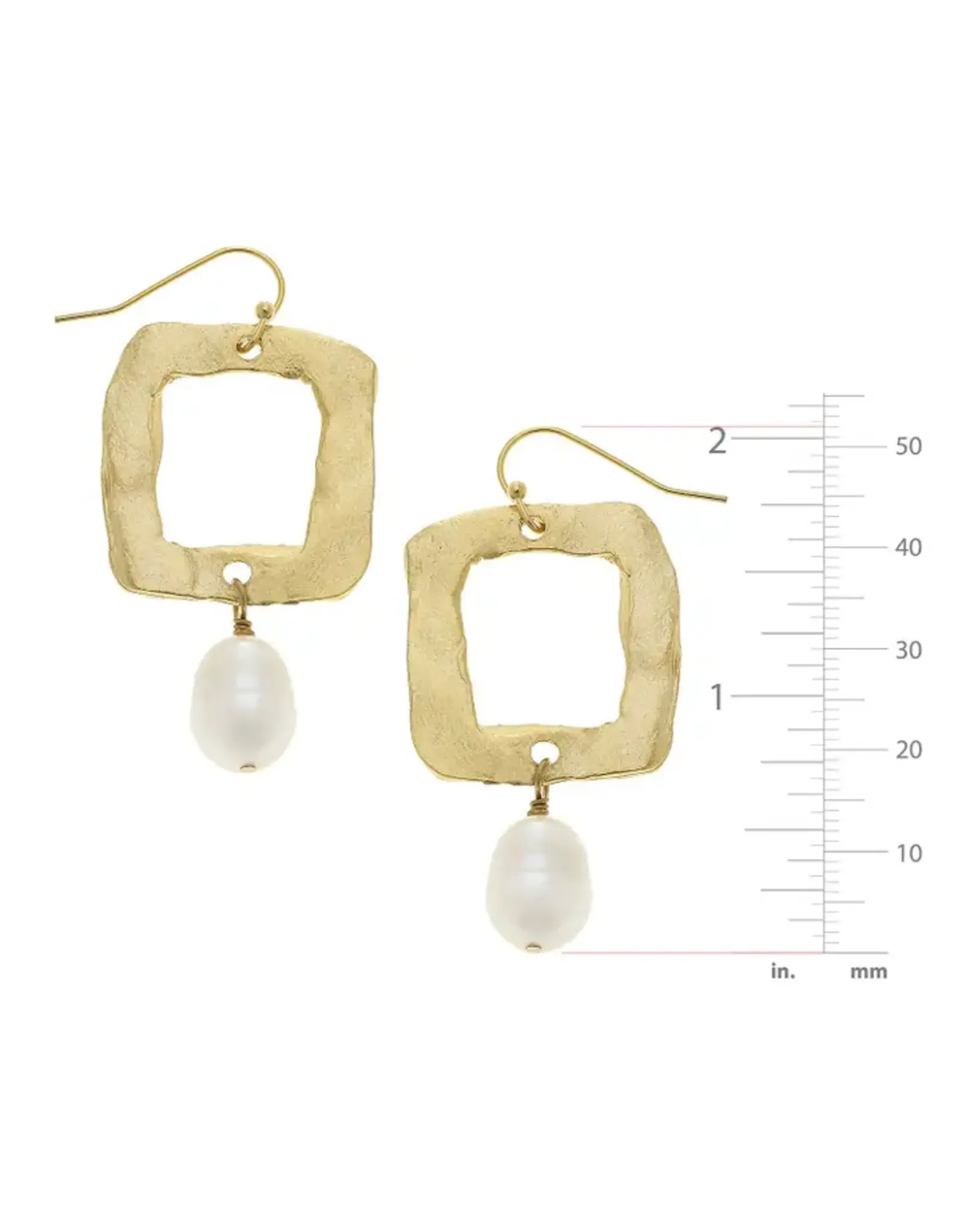 Susan Shaw Open Square Pearl Drop Earrings