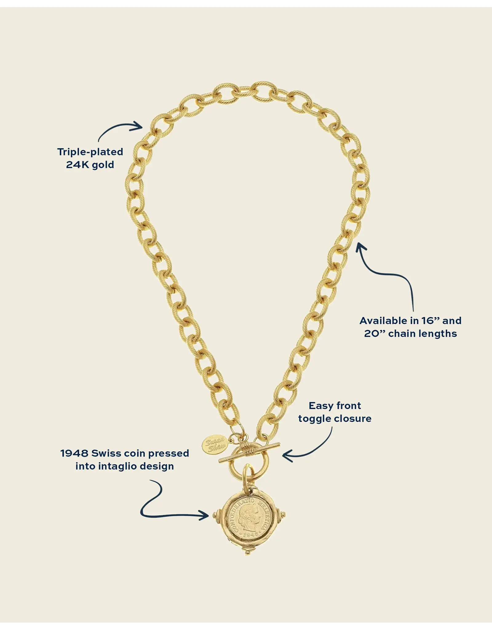 Susan Shaw Coin Toggle Necklace