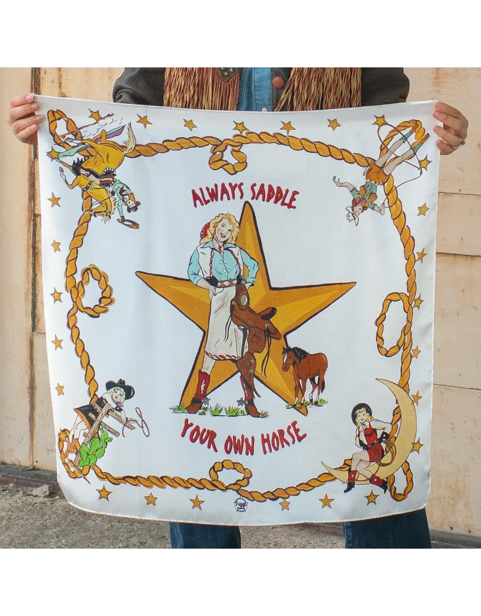 Fringe Scarves Fringe Always Saddle Your Own Horse Shorty - Off White