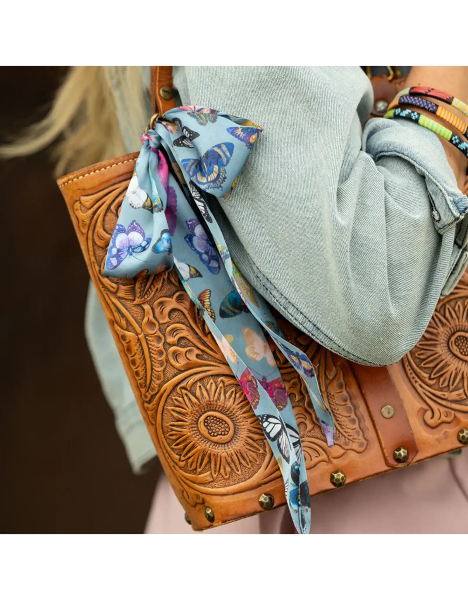 Fringe Scarves Fringe Twilly - Butterfly Chambray