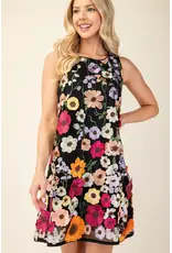 Emily 3D Floral Embroidered Black Dress