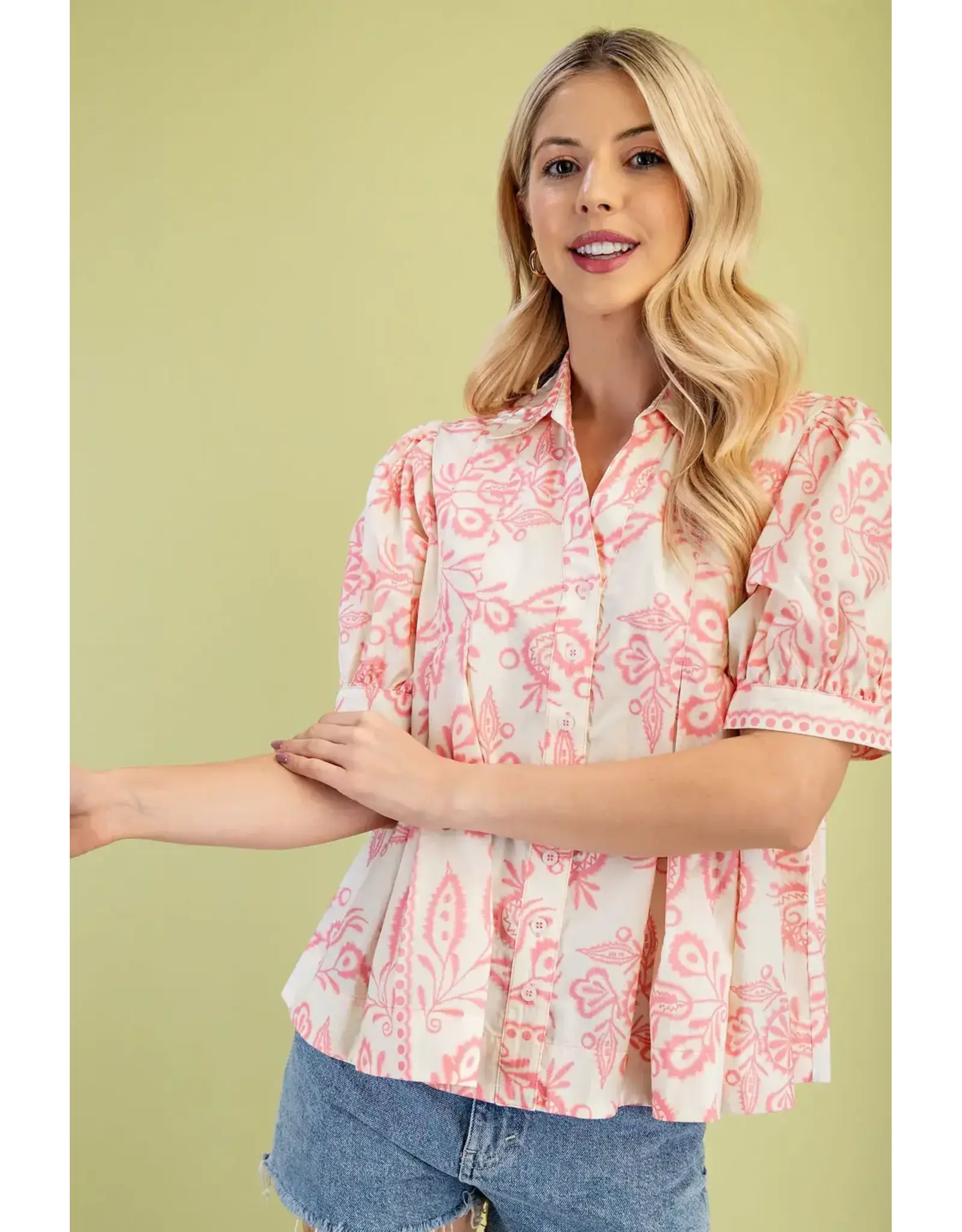 Polly Pink Pintuck Blouse