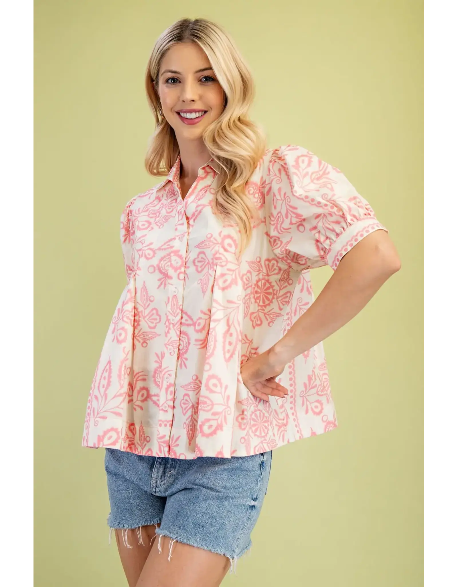 Polly Pink Pintuck Blouse