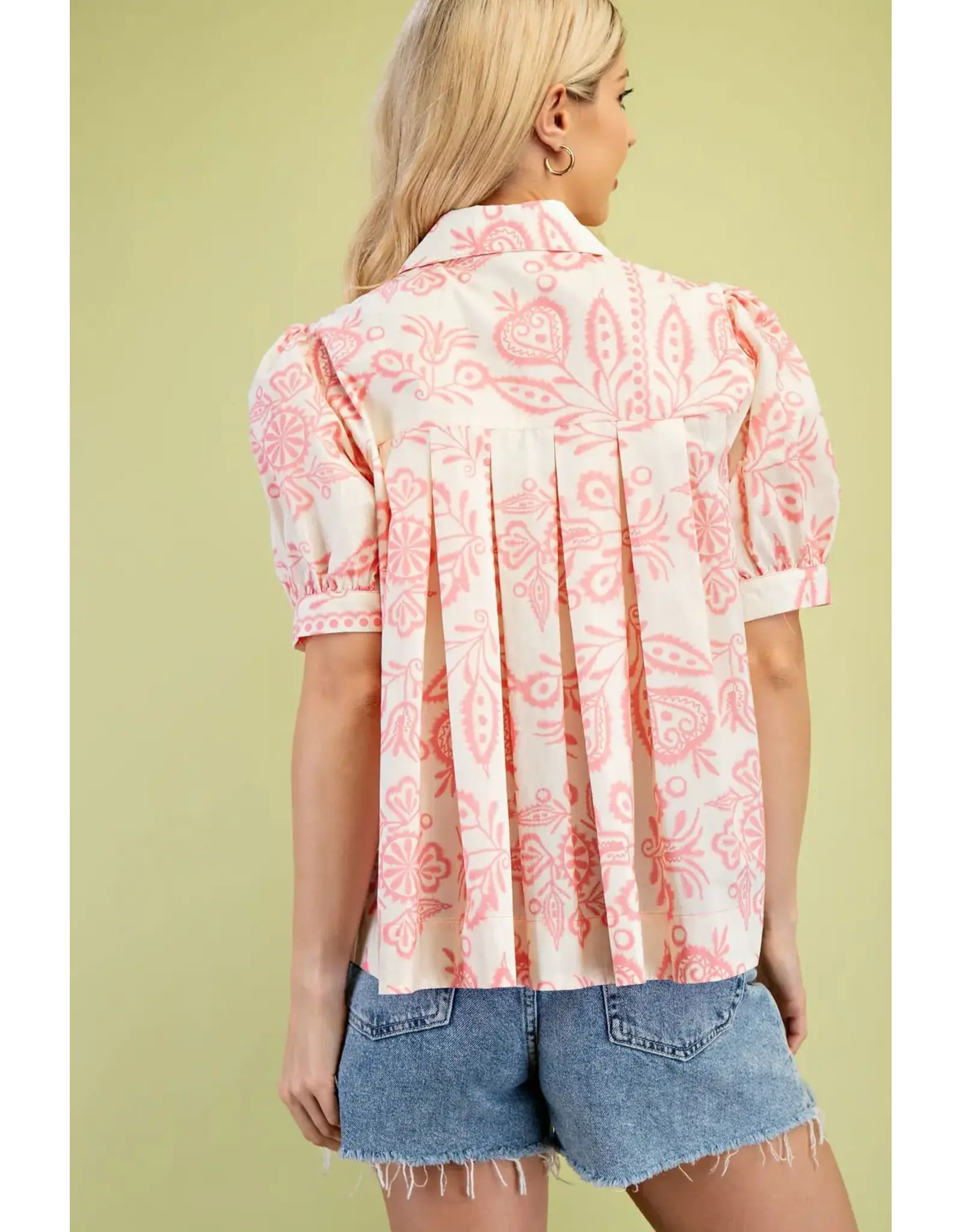 Polly Pink Pintuck Blouse