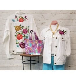 Lisse Floral White Denim Jacket