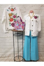 Lisse Floral White Denim Jacket