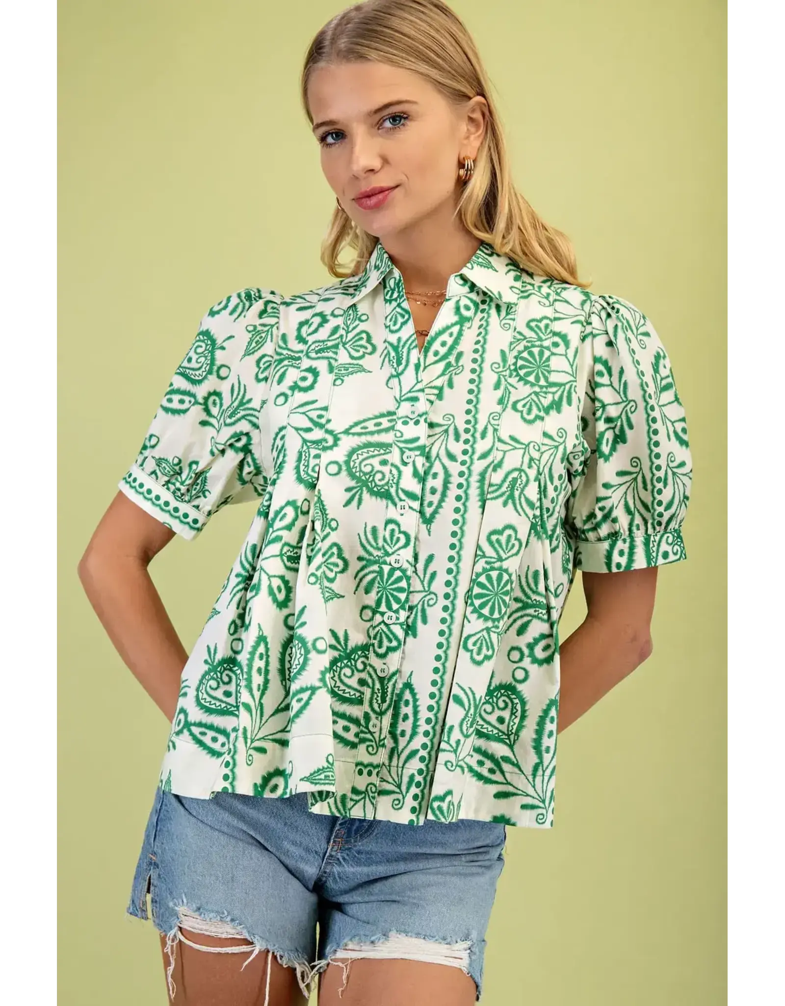 Polly Green Pintuck Blouse