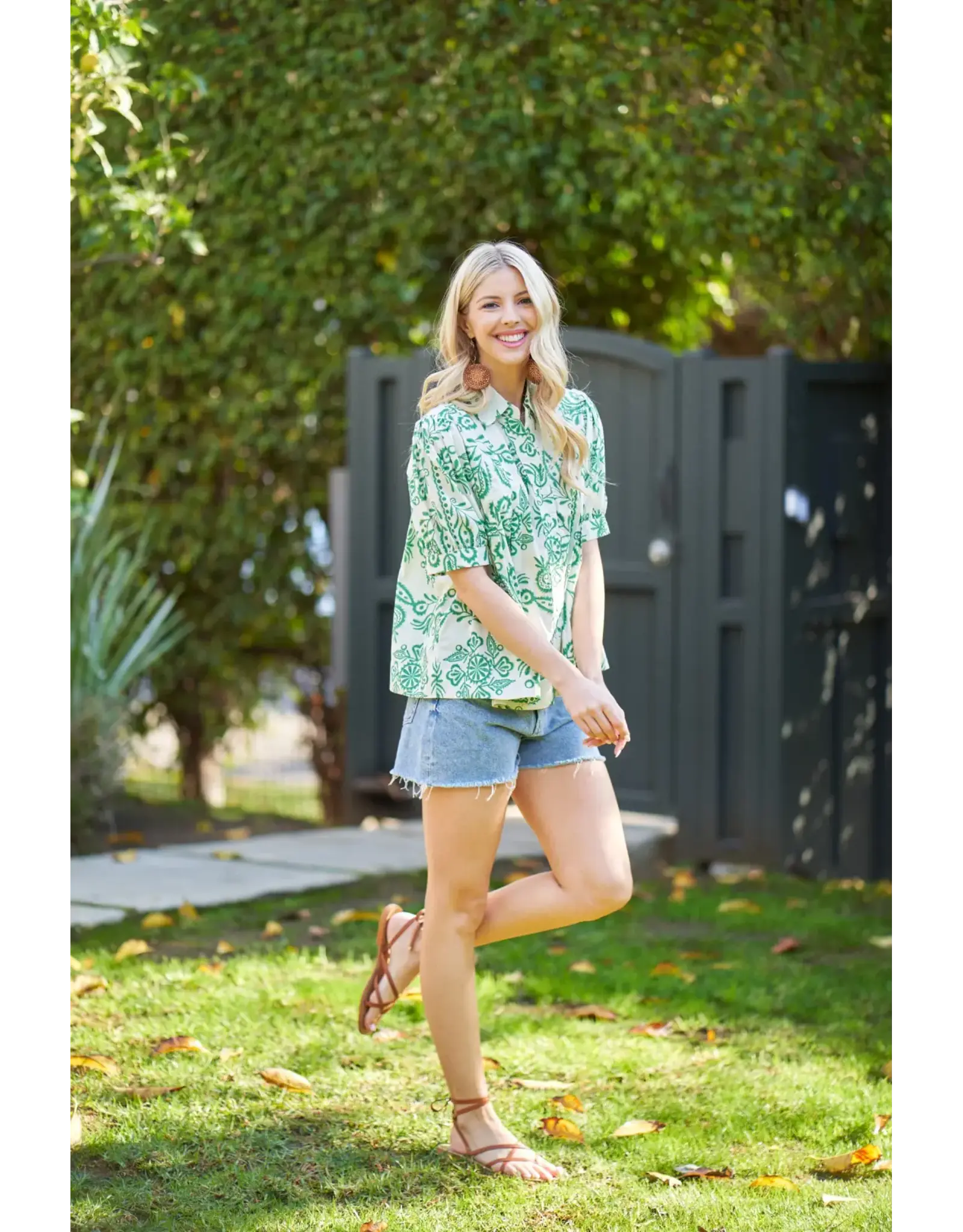 Polly Green Pintuck Blouse