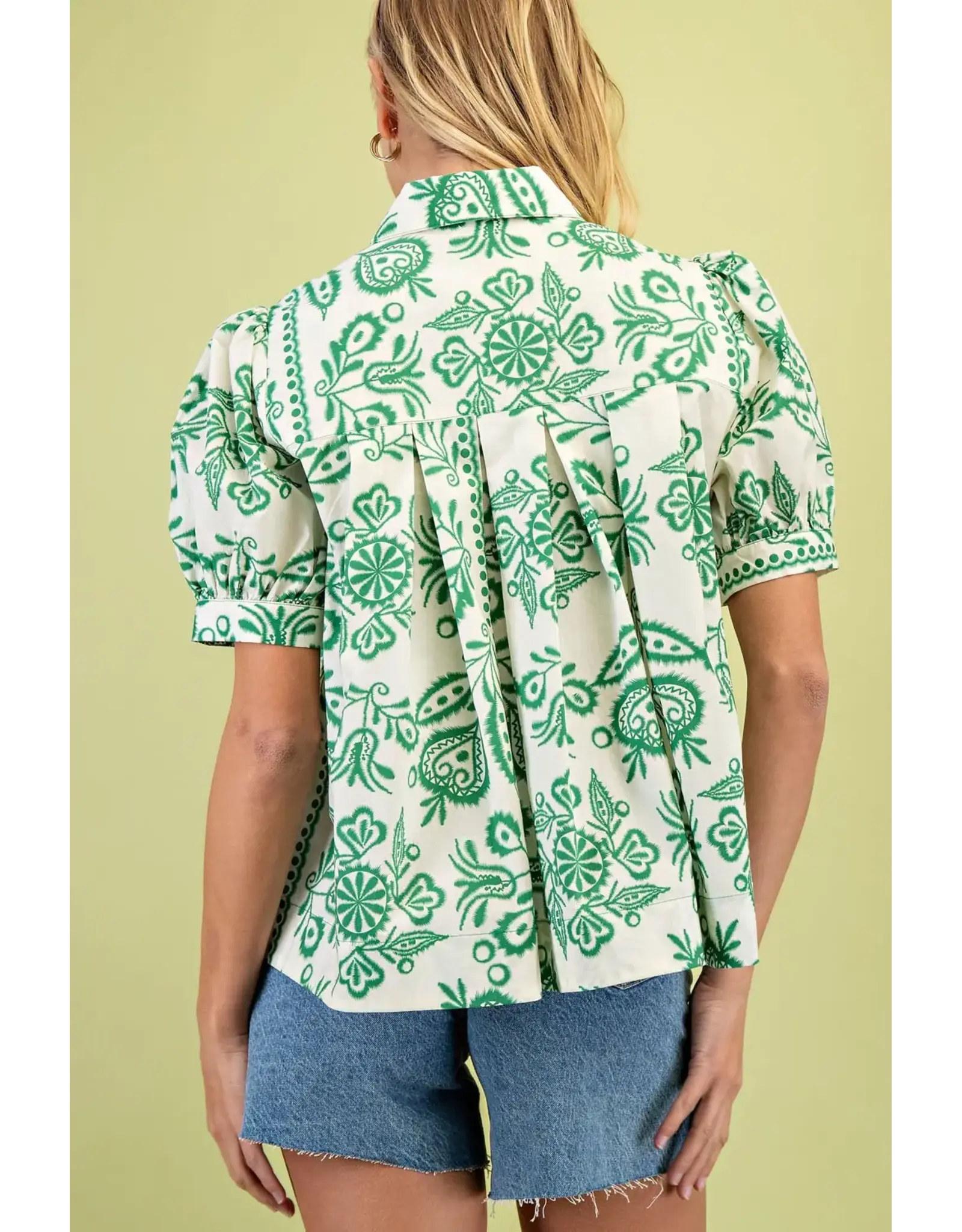 Polly Green Pintuck Blouse