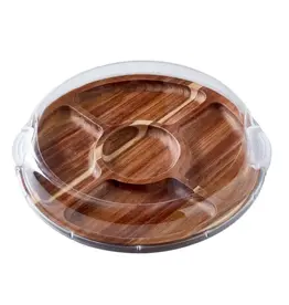 Farberware 14" Round Lazy Susan Make and Take Acacia Board