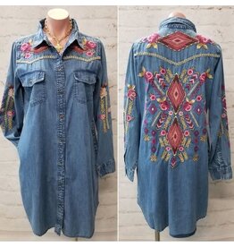 Selena Embroidered Denim Dress