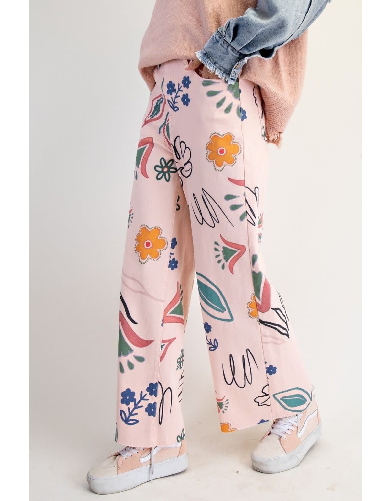 Juno Floral Print Pink Pants