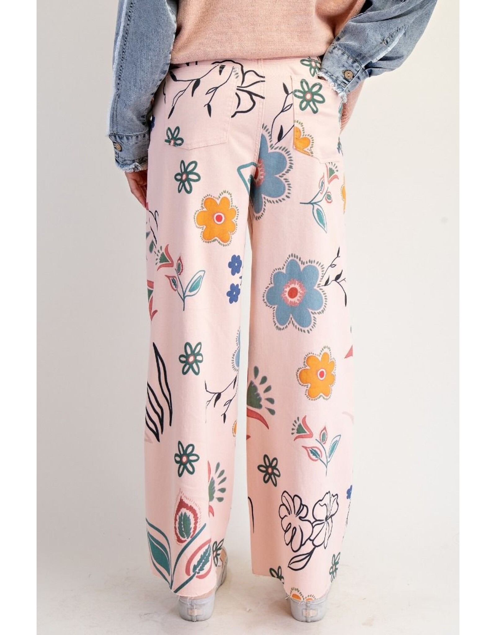 Juno Floral Print Pink Pants
