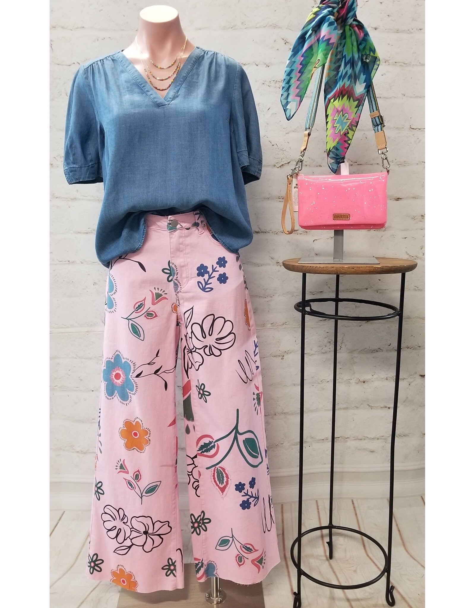 Juno Floral Print Pink Pants