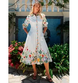 Lizabeth Floral Printed Button Down Midi Dress