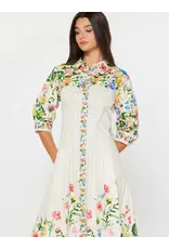 Lizabeth Floral Printed Button Down Midi Dress