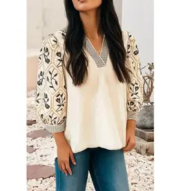 Annie Embroidered Floral  Patchwork Blouse