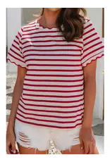 American Red White Stripe Top