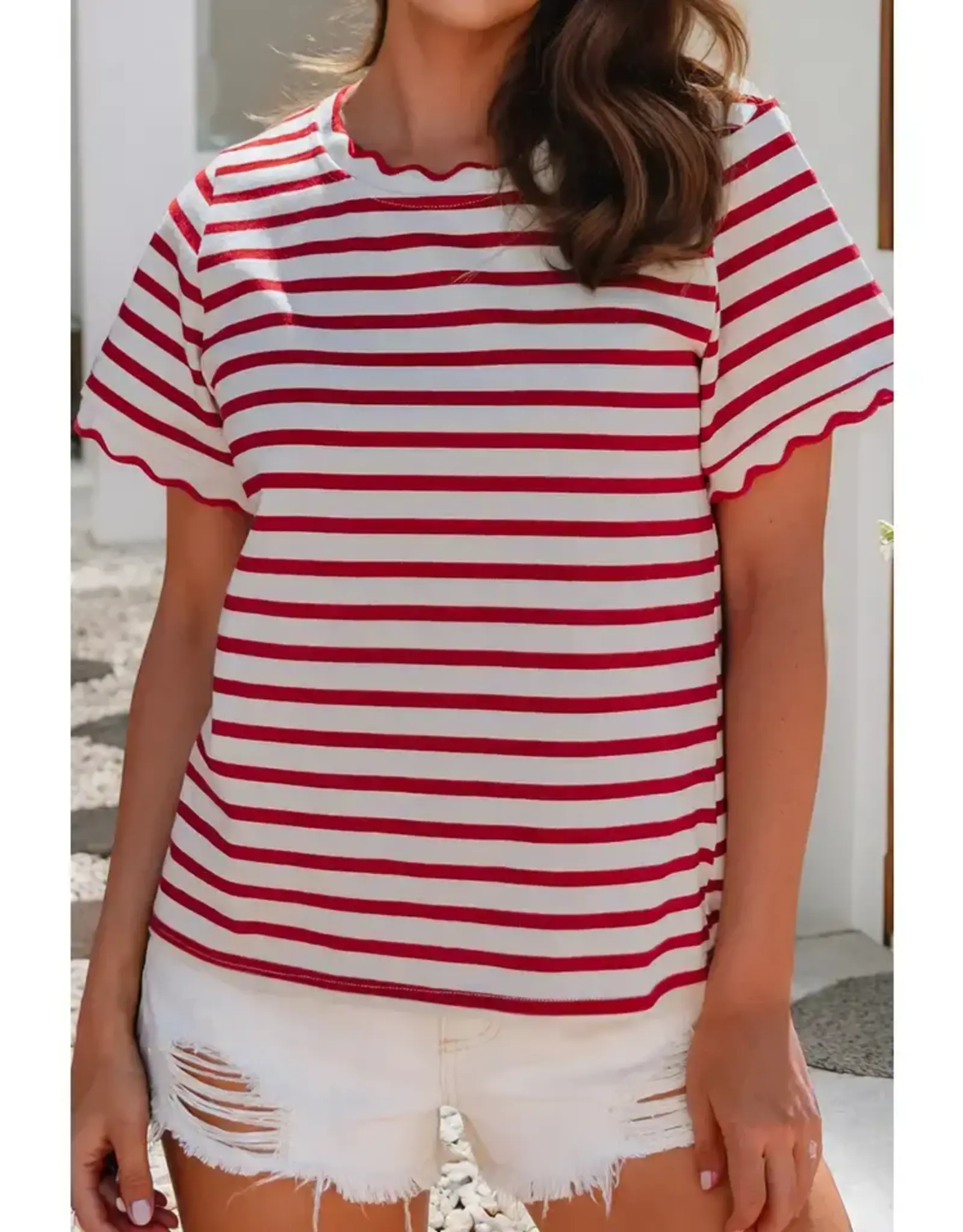 American Red White Stripe Top