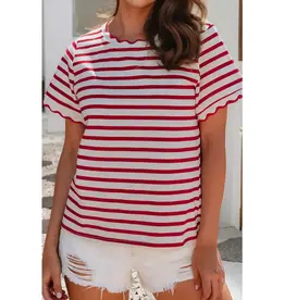American Red White Stripe Top