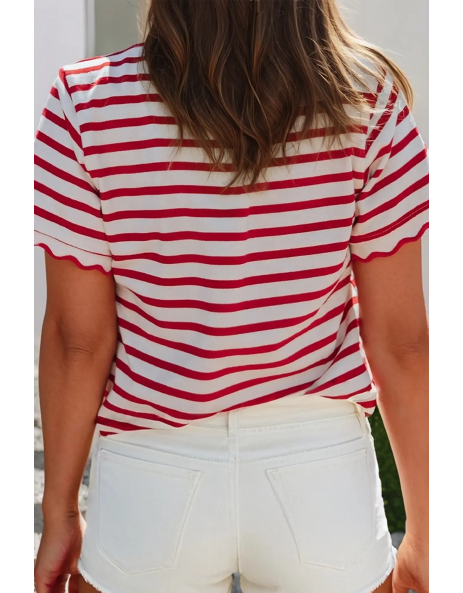 American Red White Stripe Top