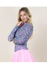 Happy Navy Hearts Animal Print Mesh Shirt