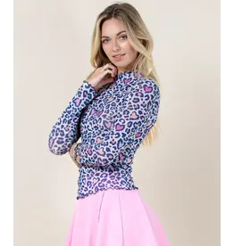 Happy Navy Hearts Animal Print Mesh Shirt