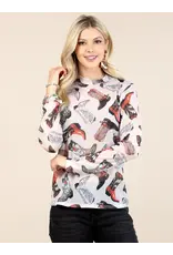 Western Boots Mesh Print Top