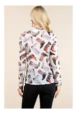 Western Boots Mesh Print Top