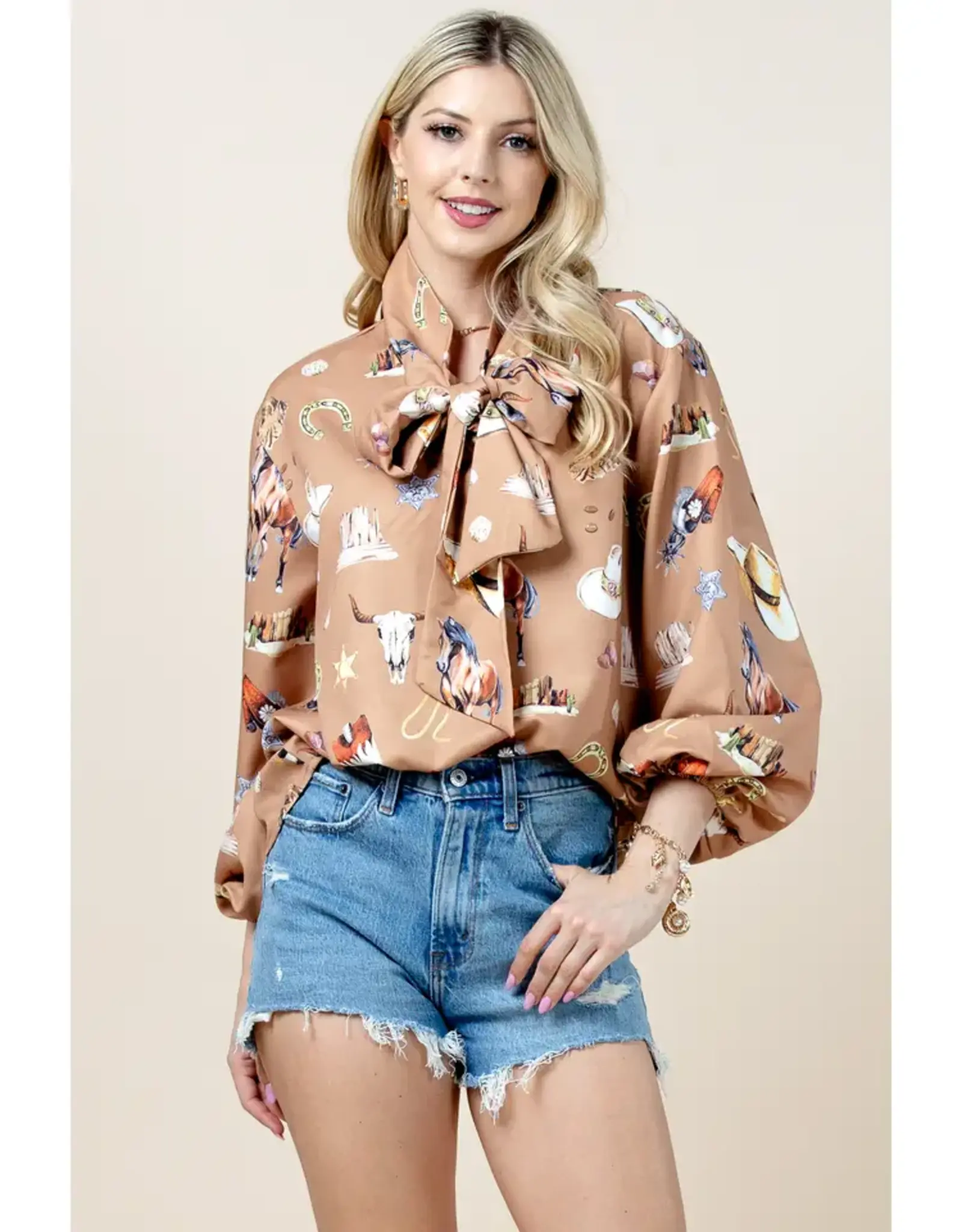 Mandy Western  Print Blouse
