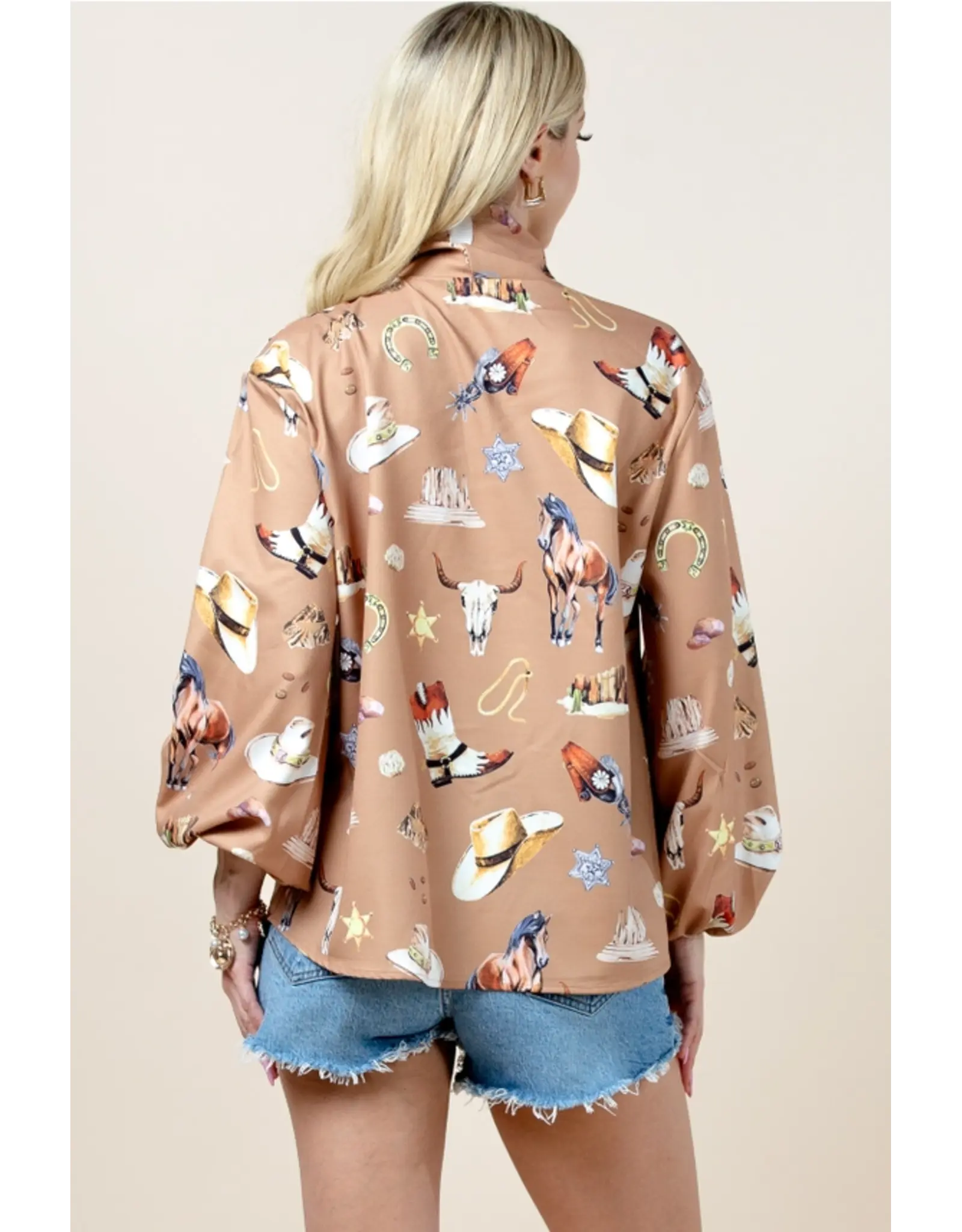 Mandy Western  Print Blouse