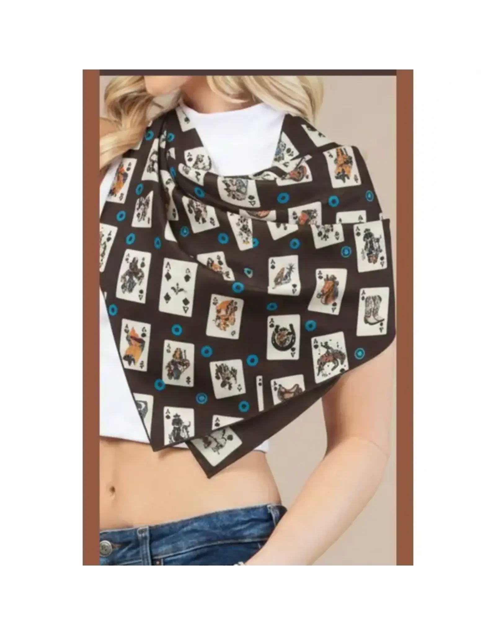 Jade Western Card Print Scarf