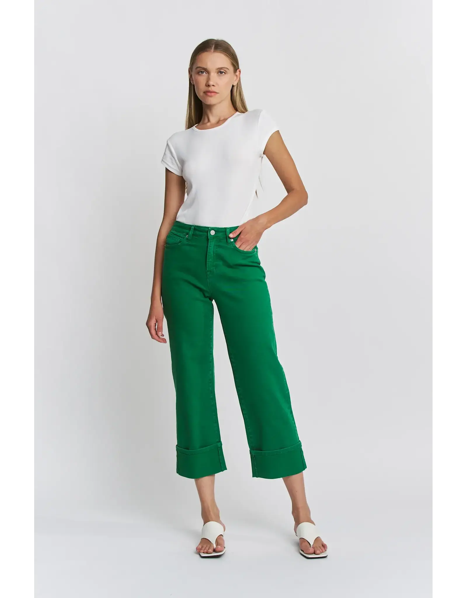Mattie Green High Rise Wide Crop Cuffed