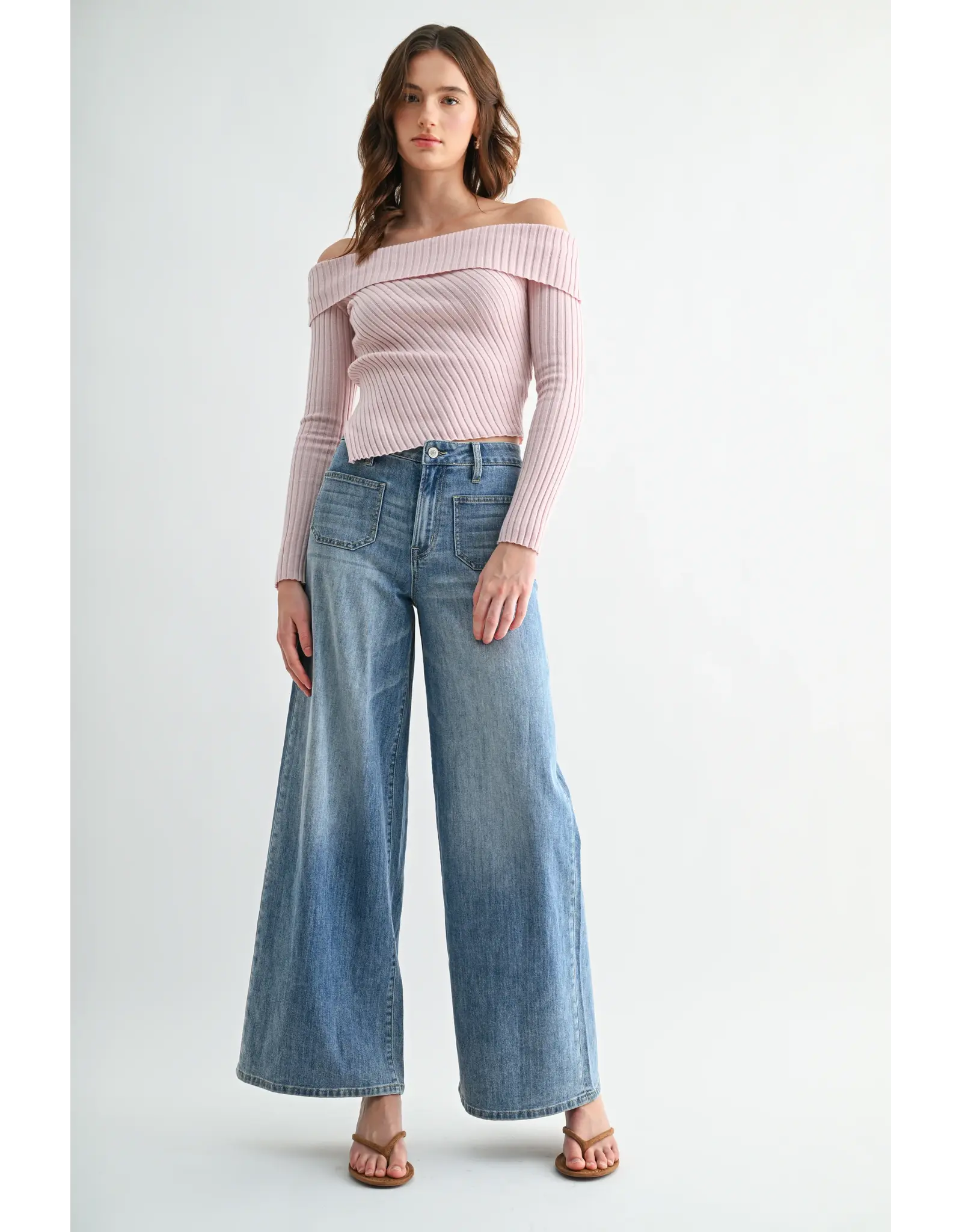 Madden High Rise Wide Leg Patch Pocket Jean