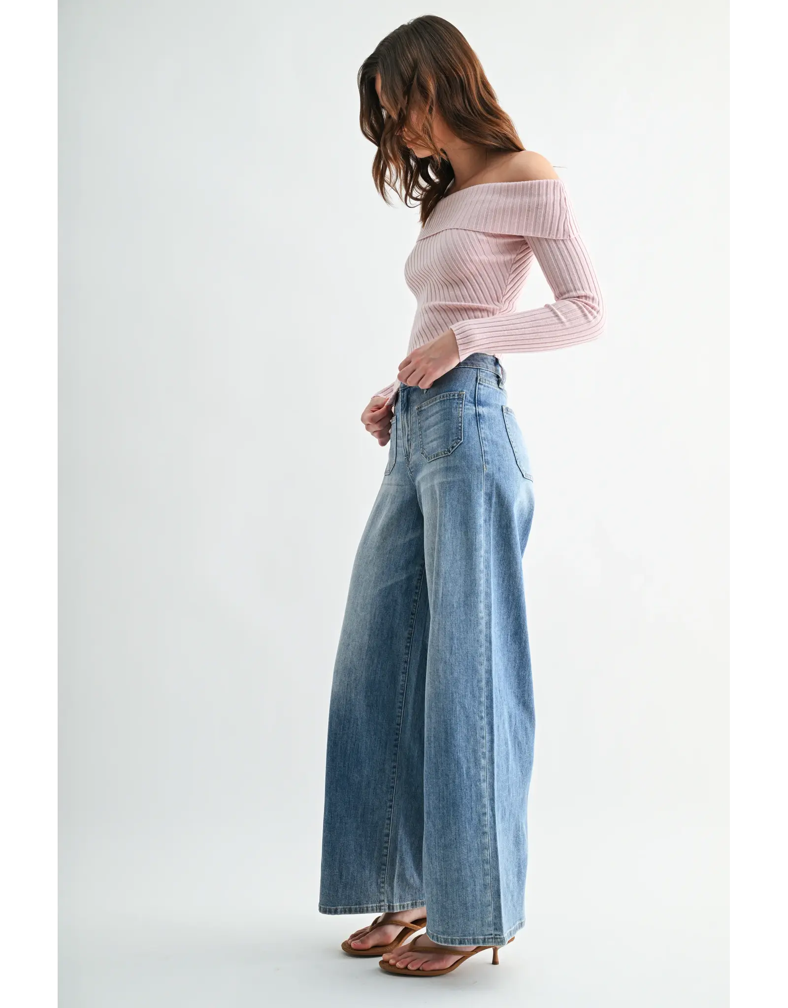 Madden High Rise Wide Leg Patch Pocket Jean