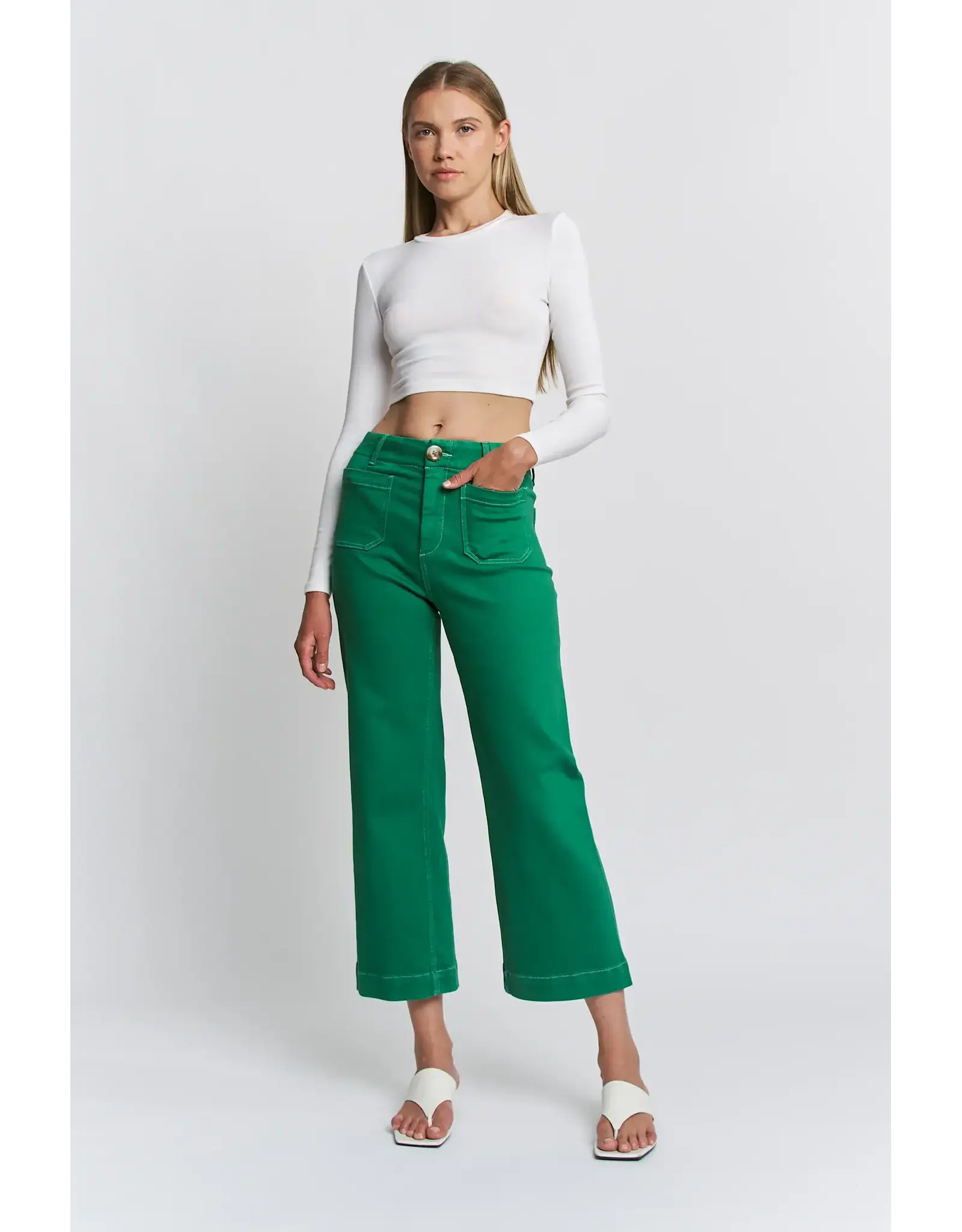 Madelyn Green Super High Rise Cropped Jeans
