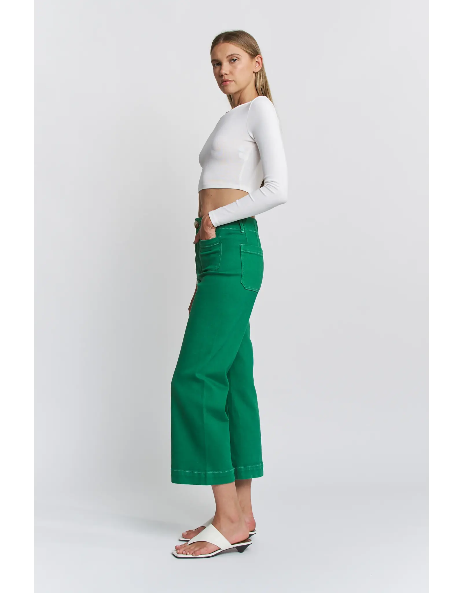 Madelyn Green Super High Rise Cropped Jeans