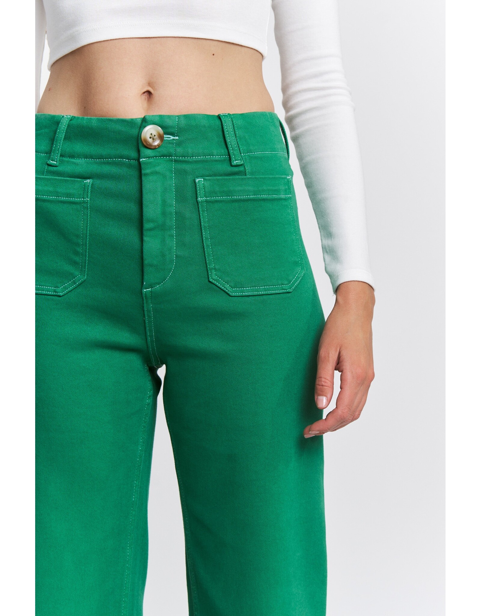 Madelyn Green Super High Rise Cropped Jeans