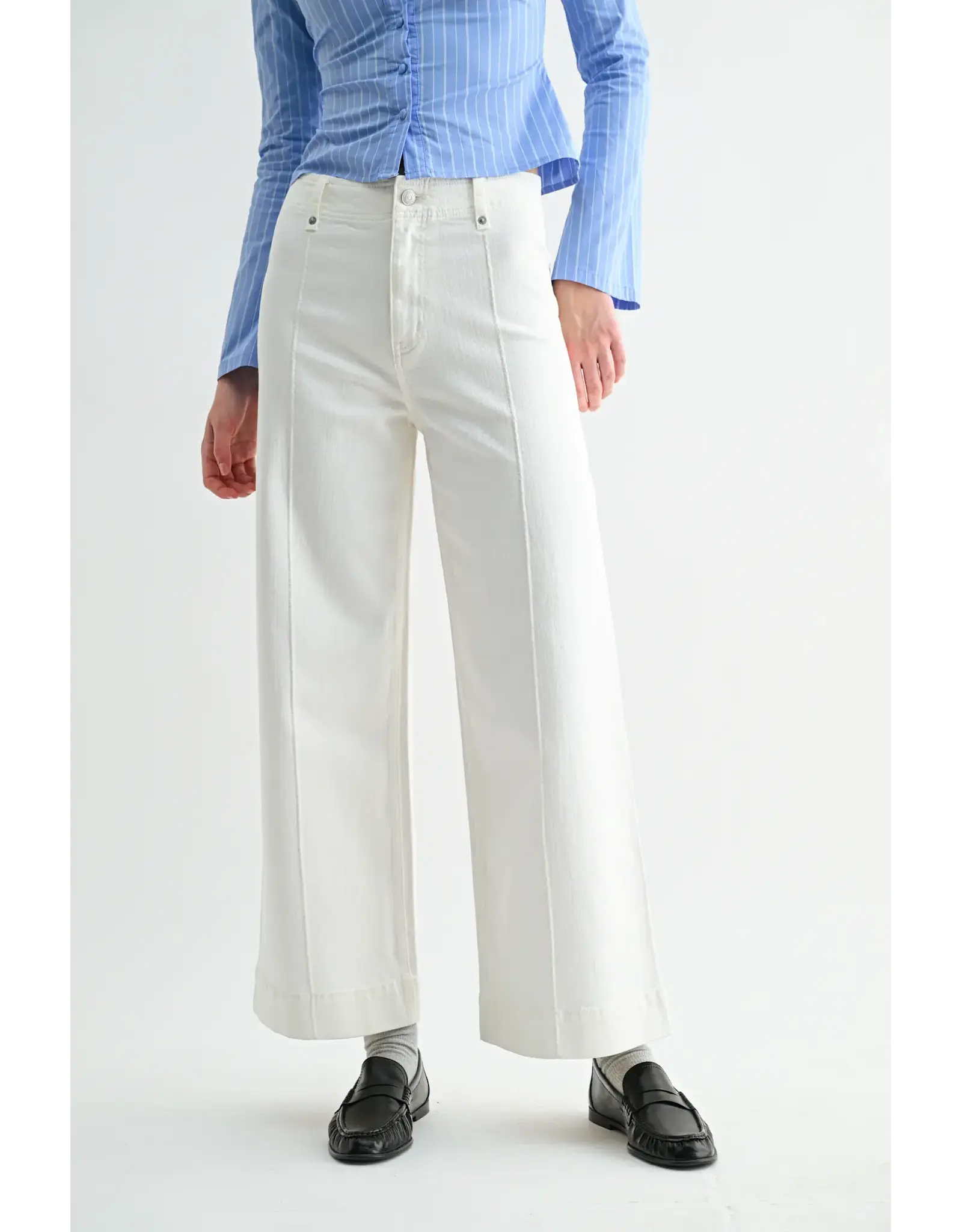 Marlowe White Wide Leg Ankle Jeans