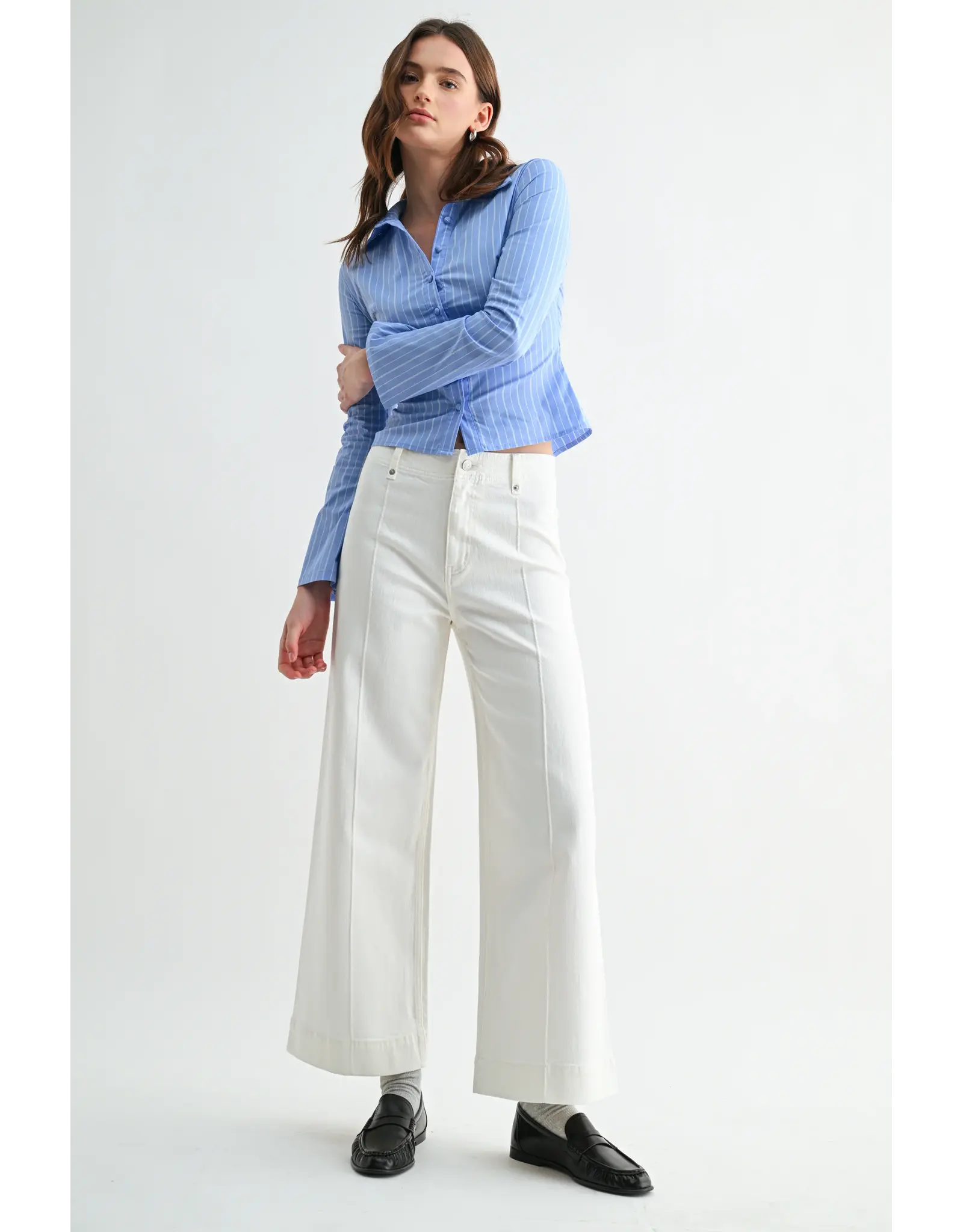 Marlowe White Wide Leg Ankle Jeans