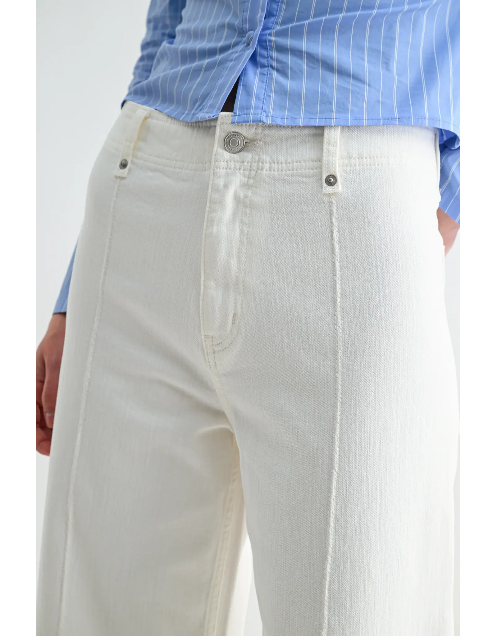 Marlowe White Wide Leg Ankle Jeans