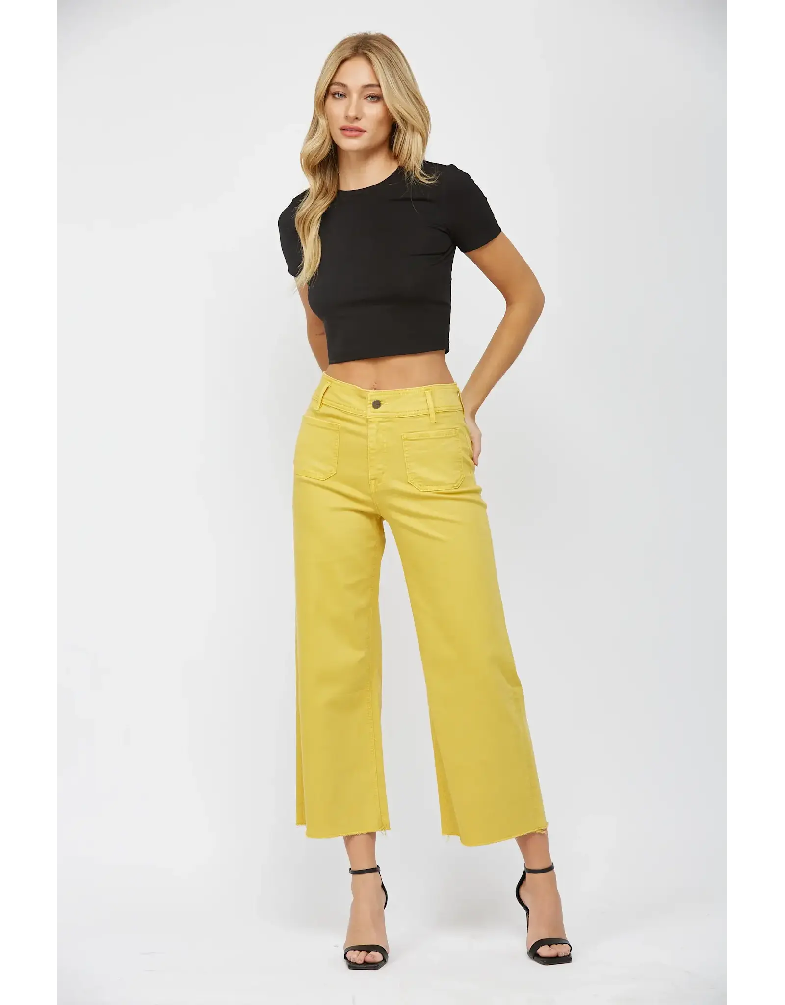 Buttercup Yellow Cropped Front Pocket Jeans