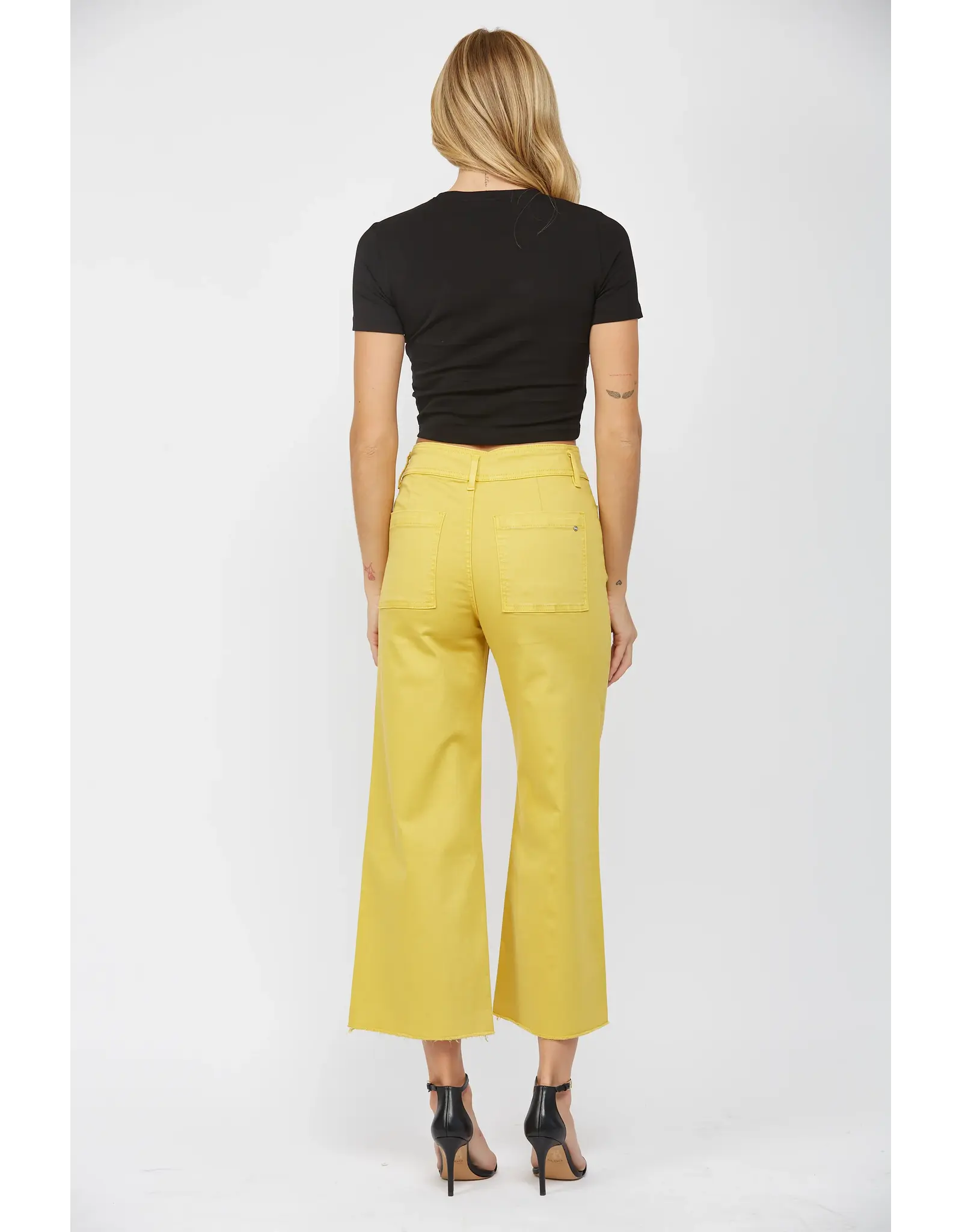 Buttercup Yellow Cropped Front Pocket Jeans